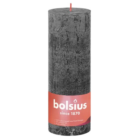 Stompkaarsen Shine 4 st rustiek 190x68 mm stormgrijs