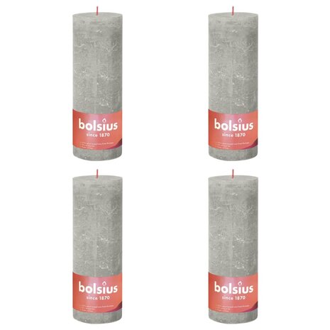 Stompkaarsen Shine 4 st rustiek 190x68 mm zandgrijs