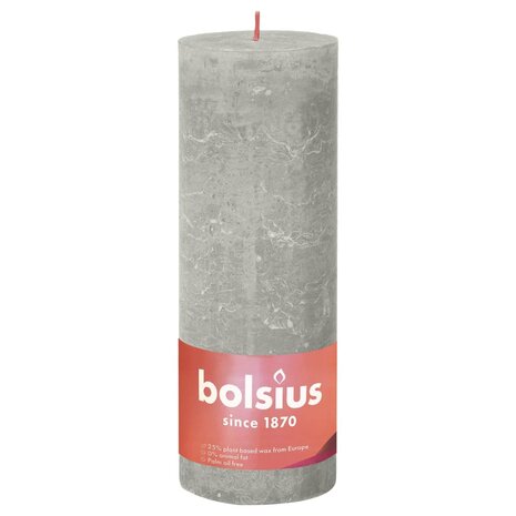 Stompkaarsen Shine 4 st rustiek 190x68 mm zandgrijs