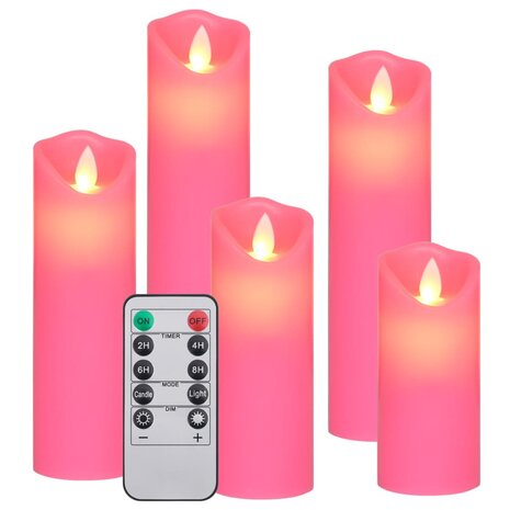 5-delige Kaarsenset met afstandsbediening LED warmwit