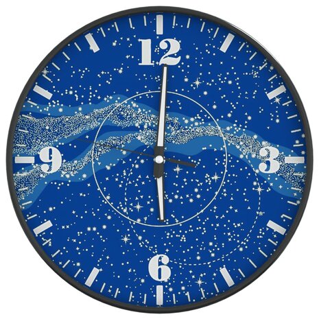 Wandklok met lichtgevende wijzerplaat en wijzers Ø30 cm blauw