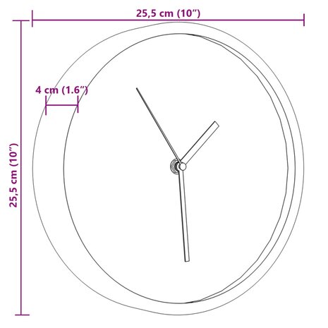 Wandklok Ø25,5 cm polystyreen en glas roze