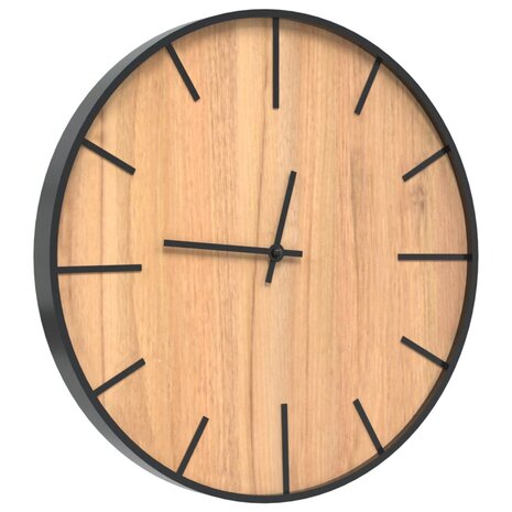 Wandklok Ø39 cm ijzer en bewerkt hout bruin