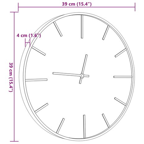 Wandklok Ø39 cm ijzer en bewerkt hout bruin