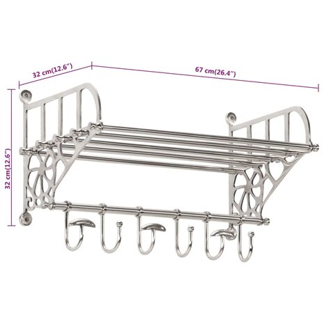 Bagagerek met kleerhangers wandmontage aluminium