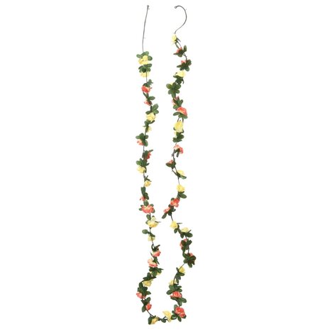 Kerstslingers met bloemen 6 st 250 cm lente zonsondergang rood