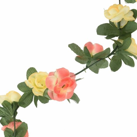 Kerstslingers met bloemen 6 st 250 cm lente zonsondergang rood