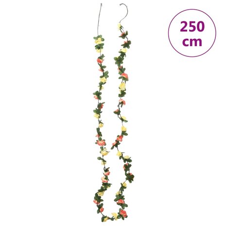 Kerstslingers met bloemen 6 st 250 cm lente zonsondergang rood