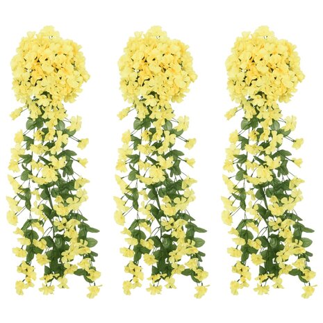 Kerstslingers met bloemen 3 st 85 cm geel