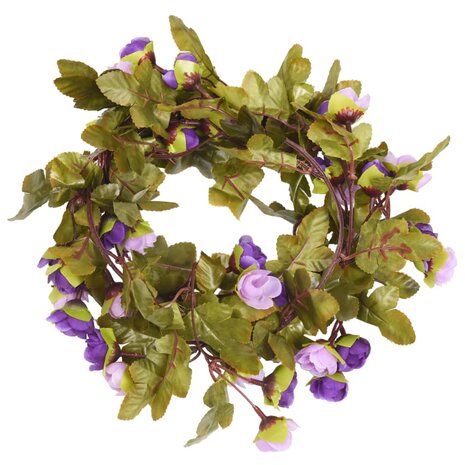 Kerstslingers met bloemen 6 st 215 cm lichtpaars