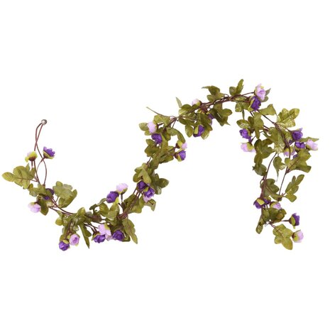 Kerstslingers met bloemen 6 st 215 cm lichtpaars