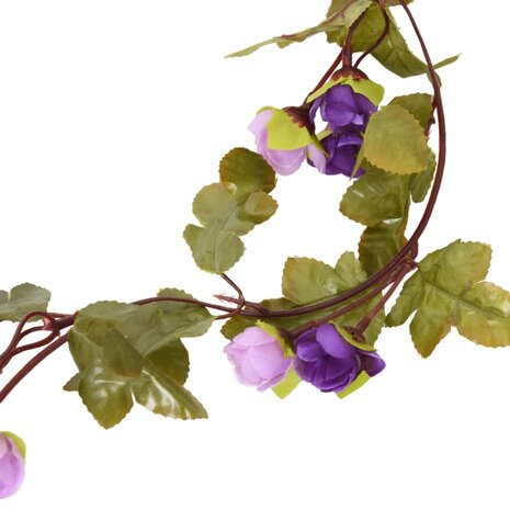 Kerstslingers met bloemen 6 st 215 cm lichtpaars