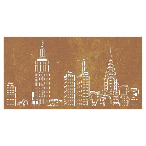 Wanddecoratie tuin skyline-ontwerp 105x55 cm cortenstaal