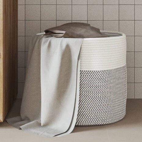 Opbergmand Ø 40x35 cm katoen grijs en wit