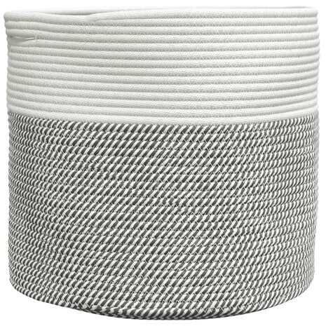 Opbergmand Ø 40x35 cm katoen grijs en wit