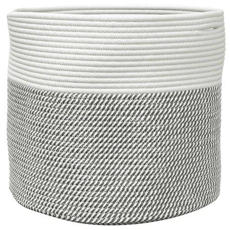 Opbergmand Ø 40x35 cm katoen grijs en wit