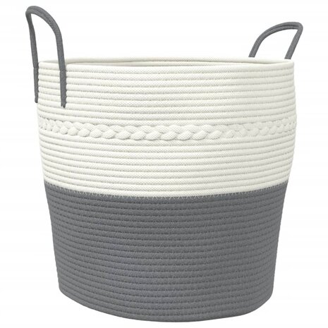 Opbergmand Ø 43x38 cm katoen grijs en wit