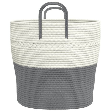 Opbergmand Ø 43x38 cm katoen grijs en wit