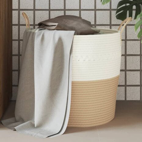 Opbergmand Ø 43x38 cm katoen beige en wit
