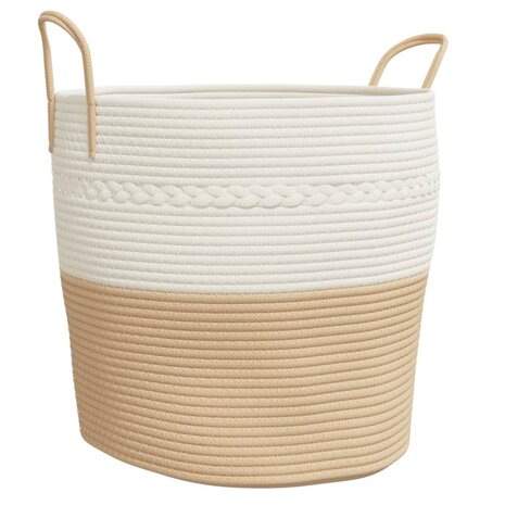Opbergmand Ø 43x38 cm katoen beige en wit