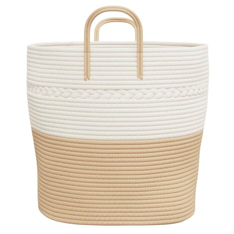 Opbergmand Ø 43x38 cm katoen beige en wit