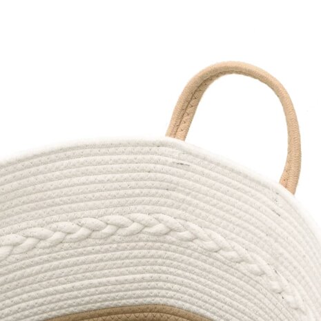 Opbergmand Ø 43x38 cm katoen beige en wit