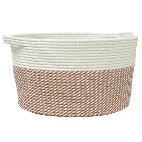 Opbergmand Ø 40x25 cm katoen bruin en wit