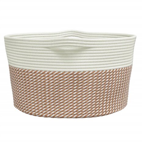 Opbergmand Ø 40x25 cm katoen bruin en wit