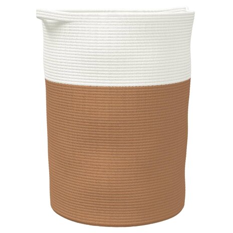 Opbergmand Ø 49x65 cm katoen bruin en wit
