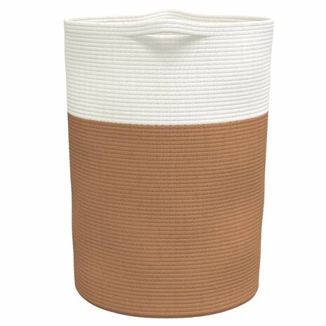 Opbergmand Ø 49x65 cm katoen bruin en wit