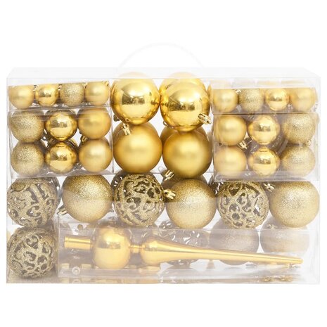 111-delige Kerstballenset polystyreen goudkleurig
