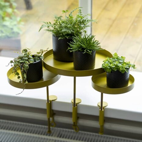 Plantenblad met klem rond M goudkleurig