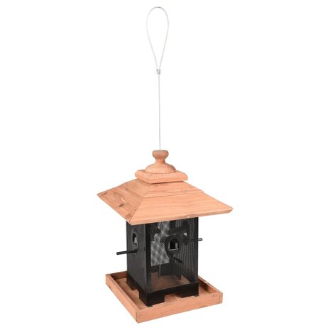 Vogelvoedersilo Zulma 22 cm hout zwart en bruin