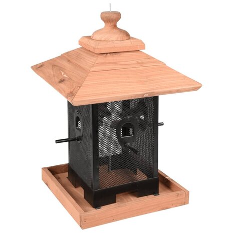 Vogelvoedersilo Zulma 22 cm hout zwart en bruin