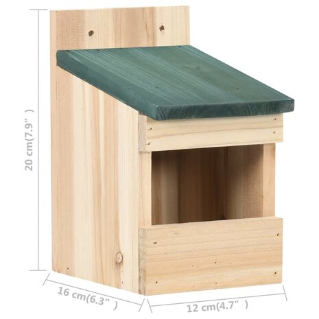 Vogelhuisjes 4 st 12x16x20 cm vurenhout