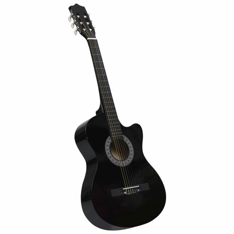 Gitaar cutaway met 6 snaren western klassiek 38&quot; zwart