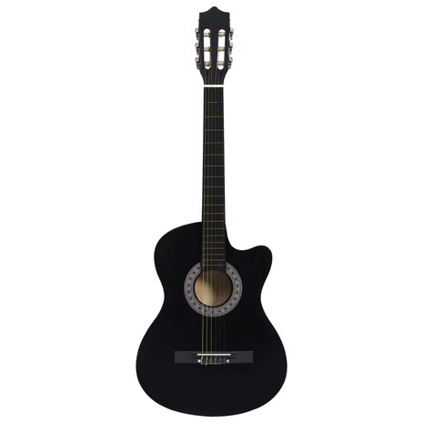 Gitaar cutaway met 6 snaren western klassiek 38&quot; zwart