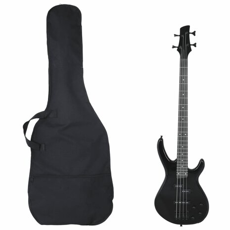 Basgitaar voor beginners elektrisch met tas 4/4 46&quot; zwart