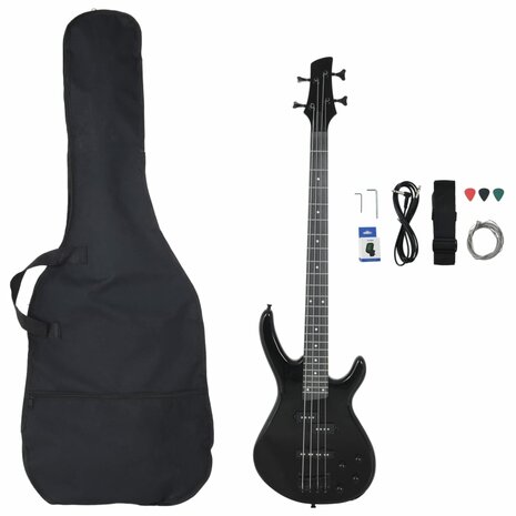 Basgitaar voor beginners elektrisch met tas 4/4 46&quot; zwart