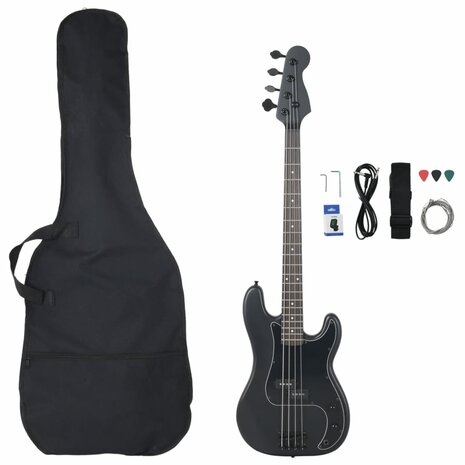 Basgitaar voor beginners elektrisch met tas 4/4 46&quot; zwart