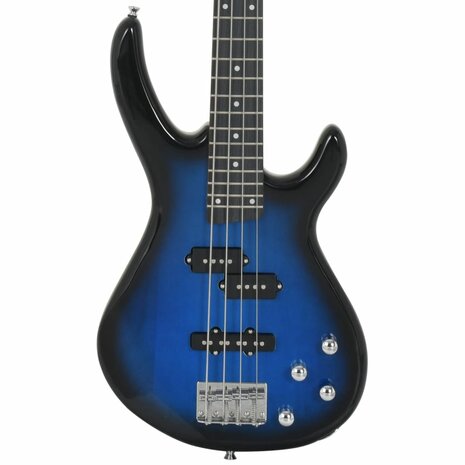 Basgitaar voor beginners elektrisch met tas 4/4 46&quot; blauw zwart