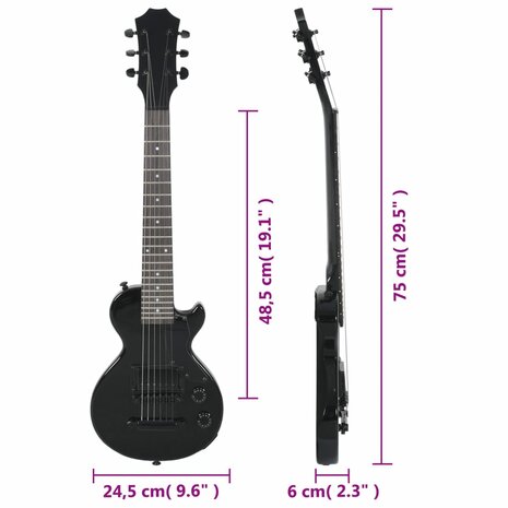 Gitaar voor beginners elektrisch met tas 3/4 30&quot; zwart