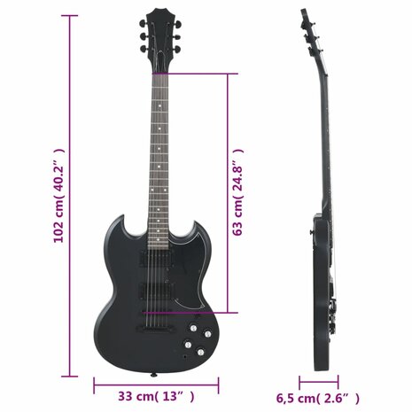 Gitaar voor beginners elektrisch met tas 4/4 39&quot; zwart