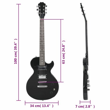 Gitaar voor beginners elektrisch met tas 4/4 39&quot; zwart