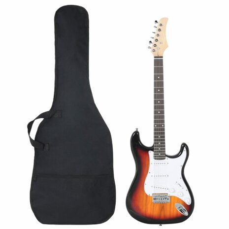 Gitaar voor beginners elektrisch met tas 4/4 39&quot; bruin en wit