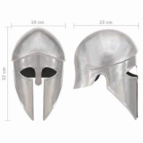 Soldatenhelm Grieks replica LARP staal zilverkleurig