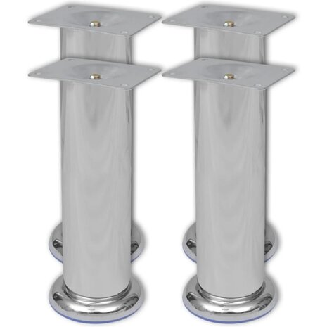 Bankpoten rond 8 st 180 mm chroomkleurig