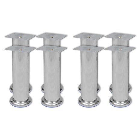 Bankpoten 8 st rond 180 mm chroomkleurig