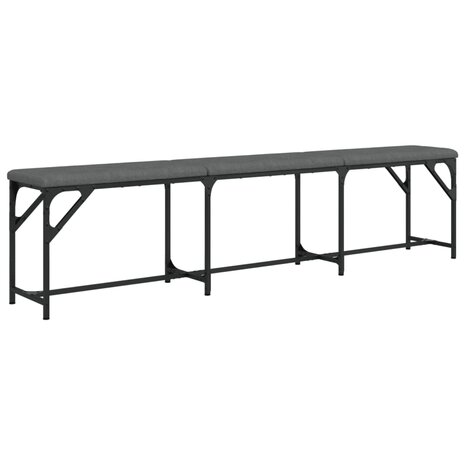 Eetkamerbank 186x32x45 cm staal en stof donkergrijs