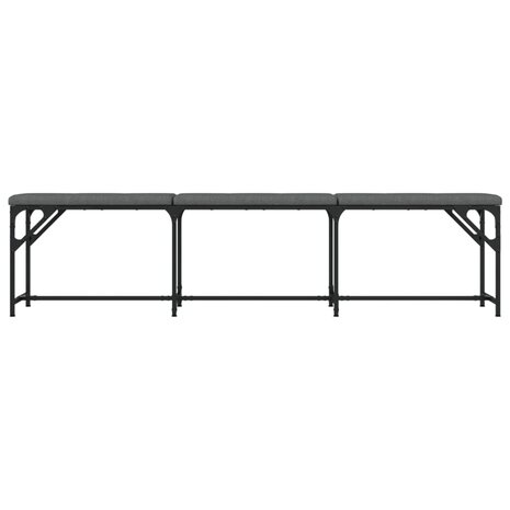 Eetkamerbank 186x32x45 cm staal en stof donkergrijs